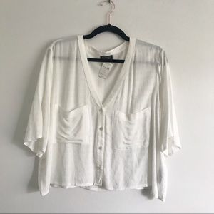 Topshop | Cropped, Slouchy Button Front Blouse